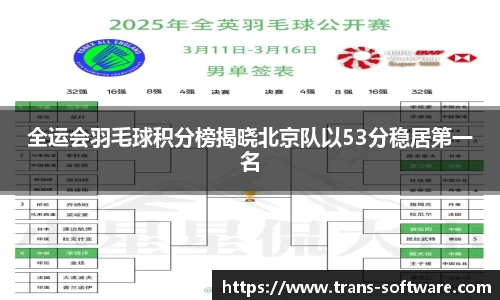 全运会羽毛球积分榜揭晓北京队以53分稳居第一名